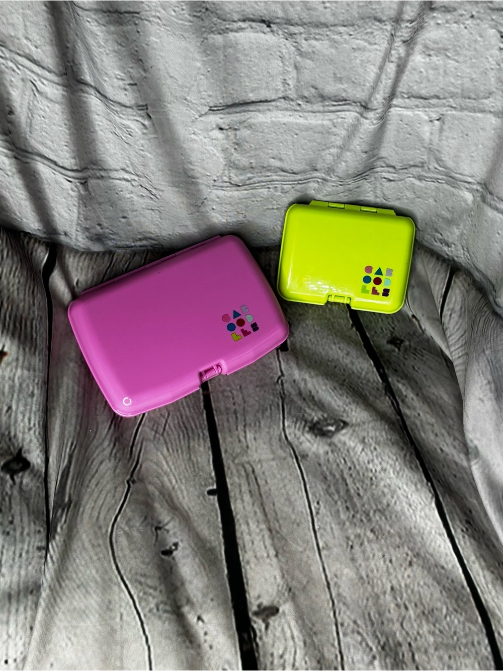 Retro Caboodles Care Pack + Lil Bit Set Pink & Citron Makeup Travel Organizers